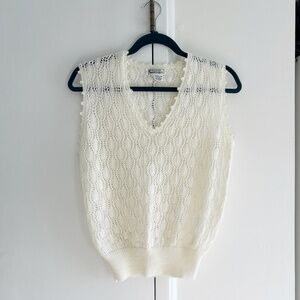 Vintage Scallop V-Neck Knit Vest